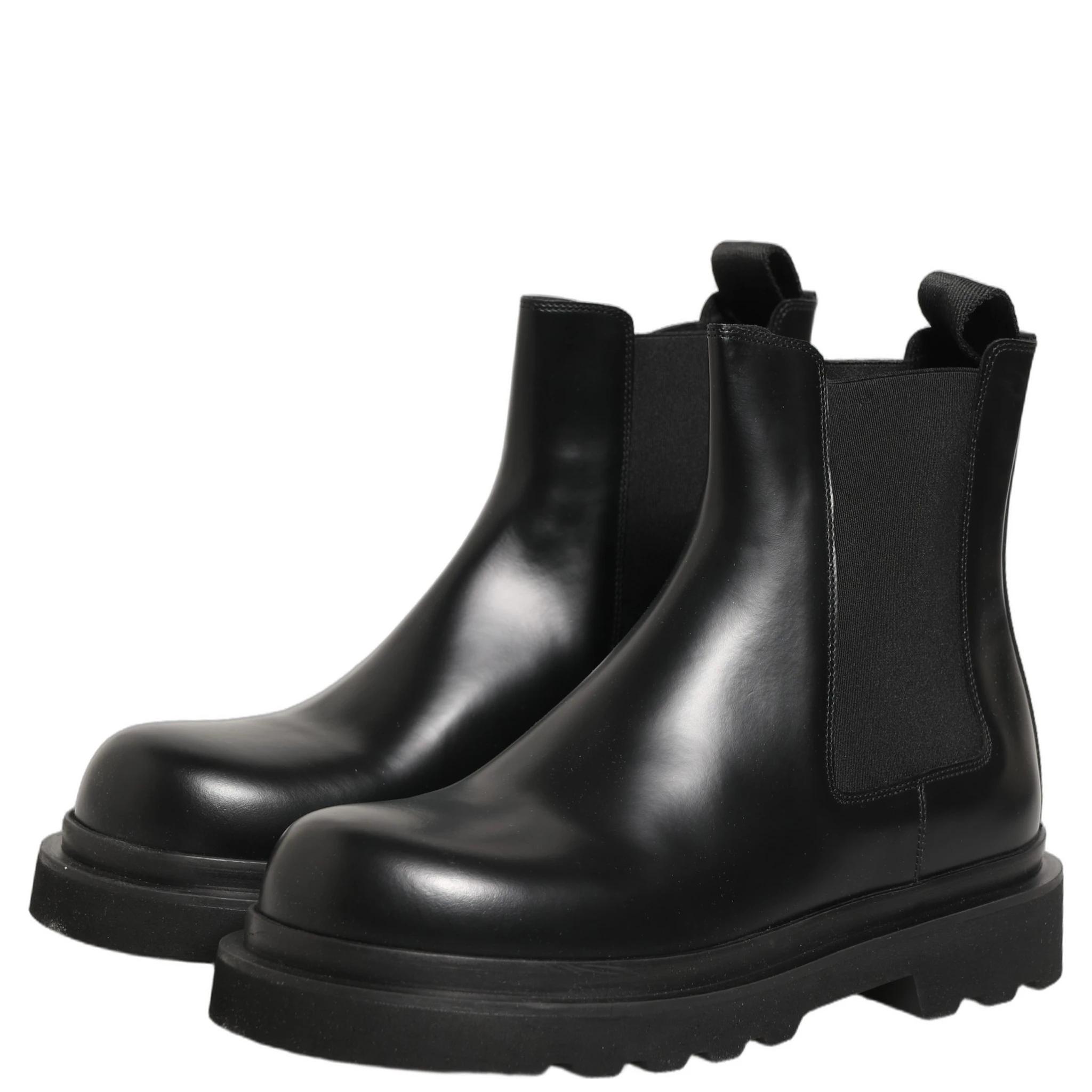 Black Chelsea Boots Leather Slip On Men Shoes
