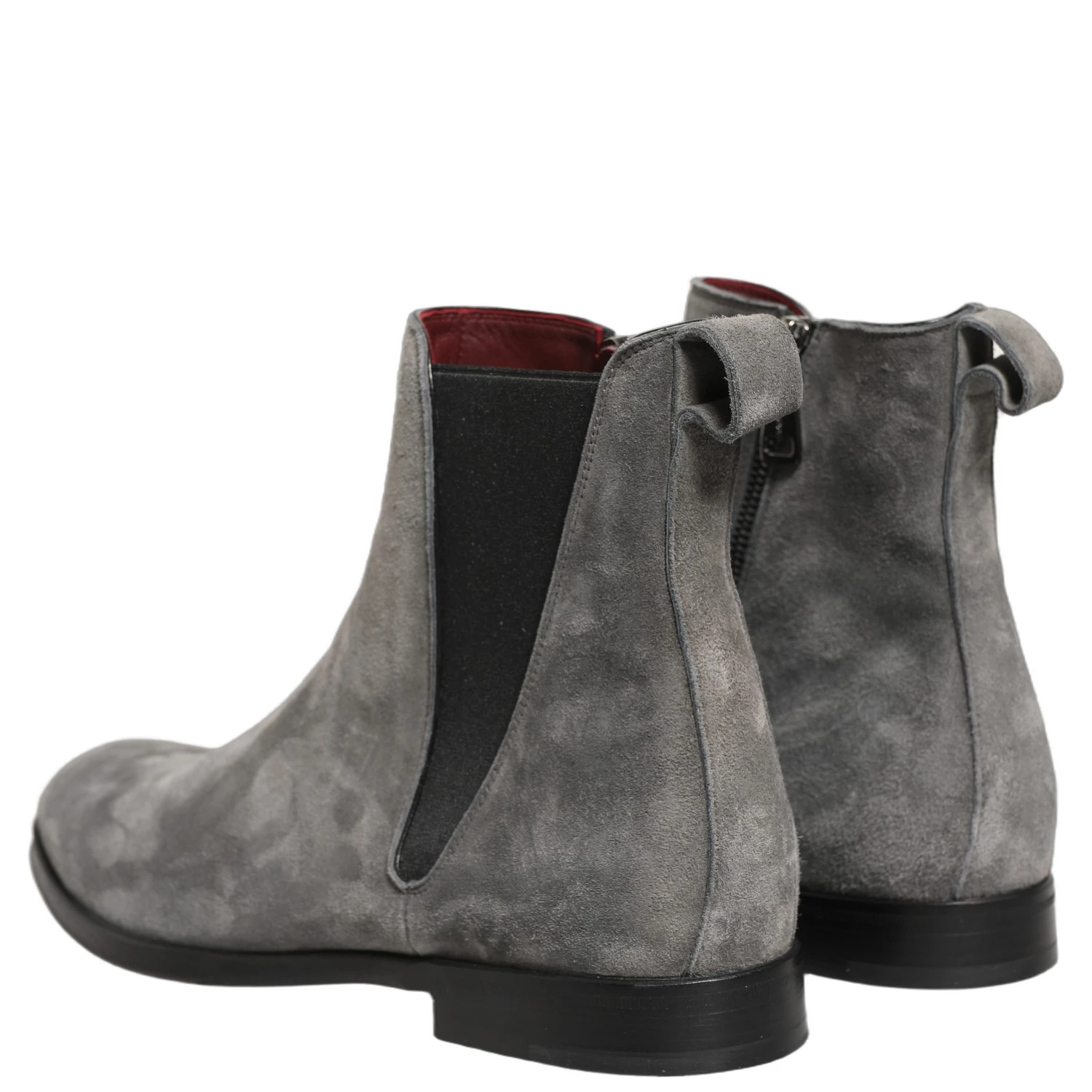 Gray Suede Leather Chelsea Boots Shoes