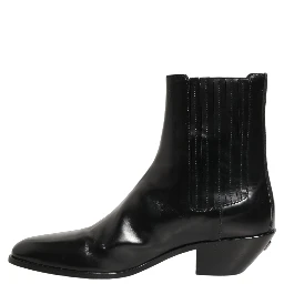 Black Leather Chelsea Mid Calf Boots Shoes