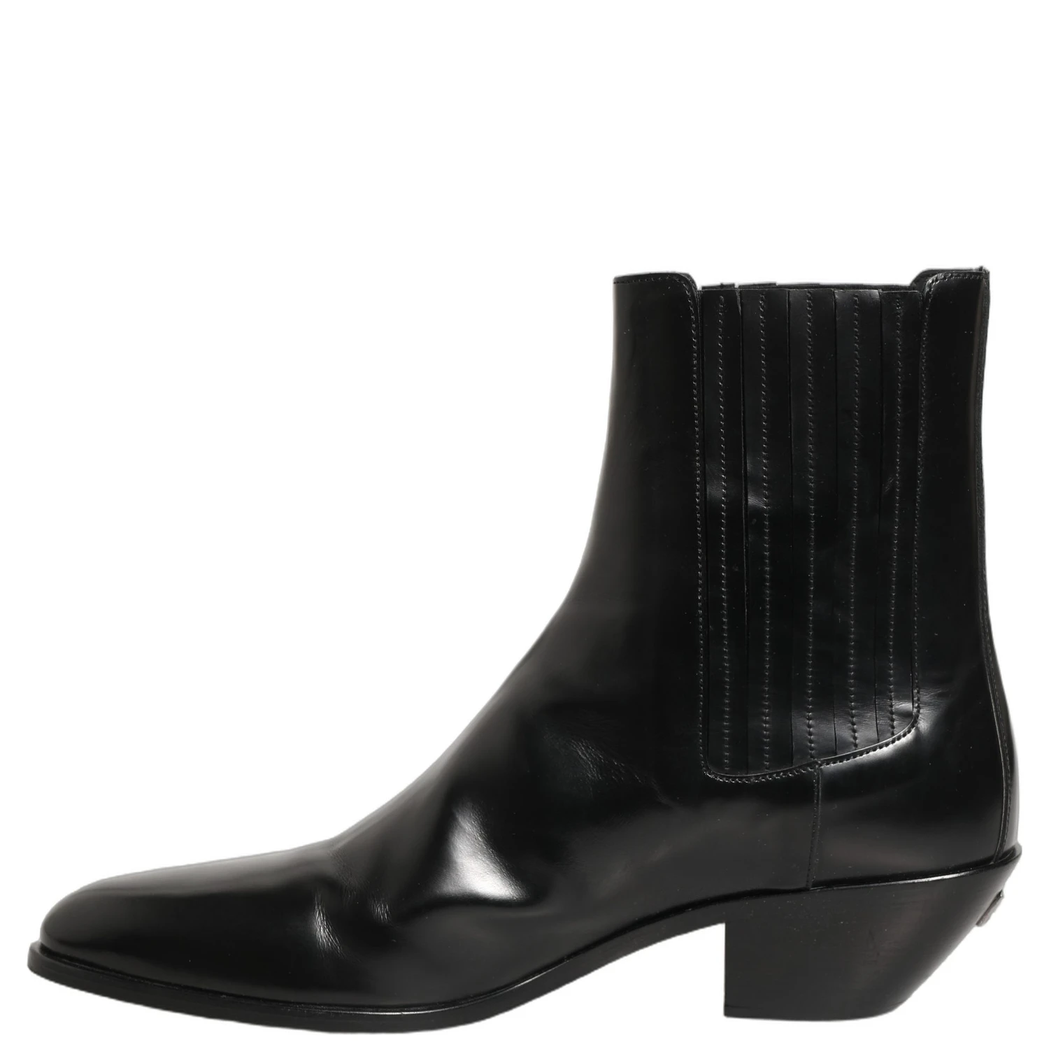 Black Leather Chelsea Mid Calf Boots Shoes