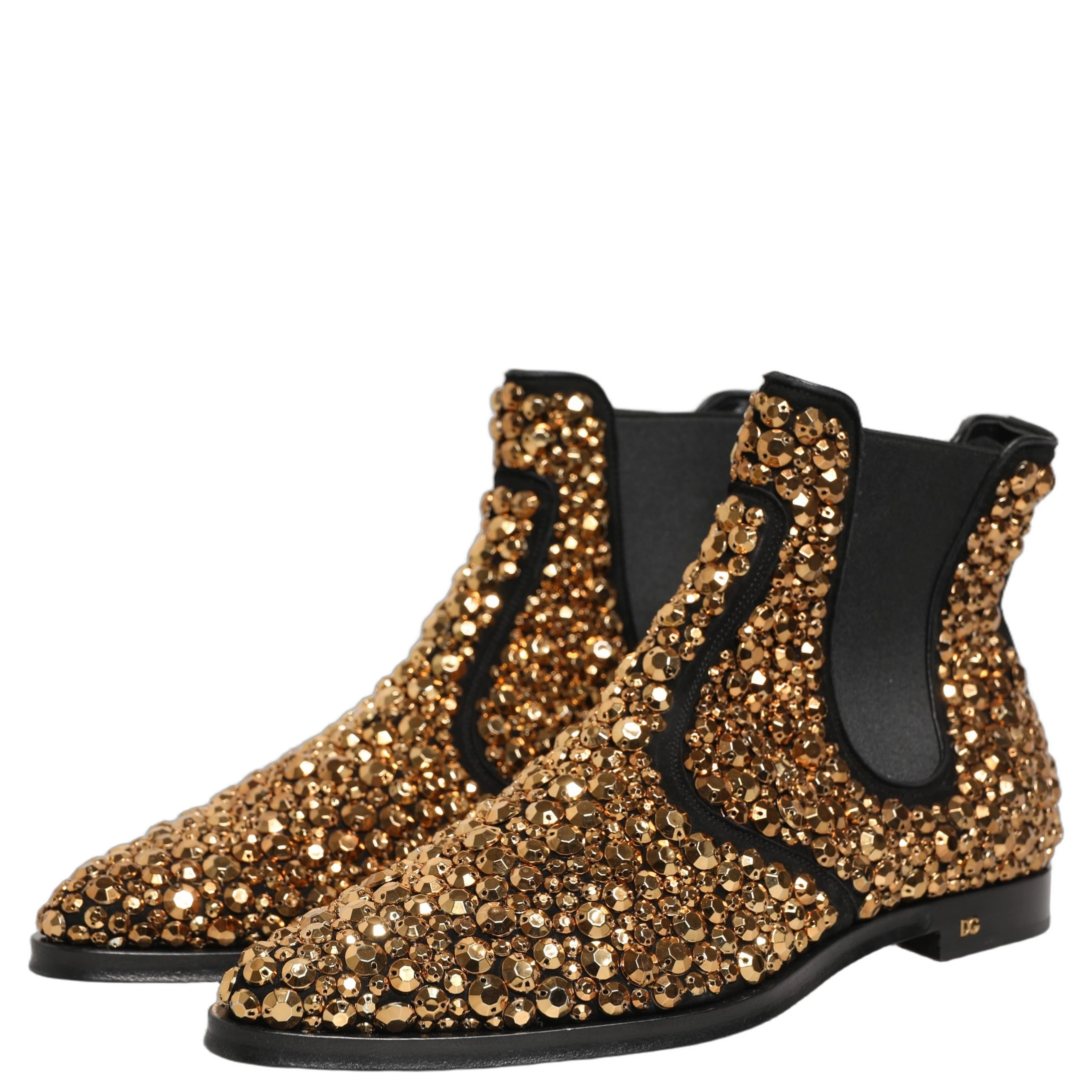 Gold Embellished Chelsea Ankle Boots Shoes