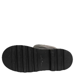Black Leather Mid Calf Chunky Men Boots Shoes