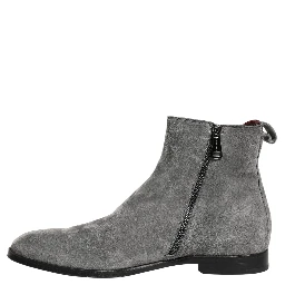 Gray Suede Leather Chelsea Boots Shoes