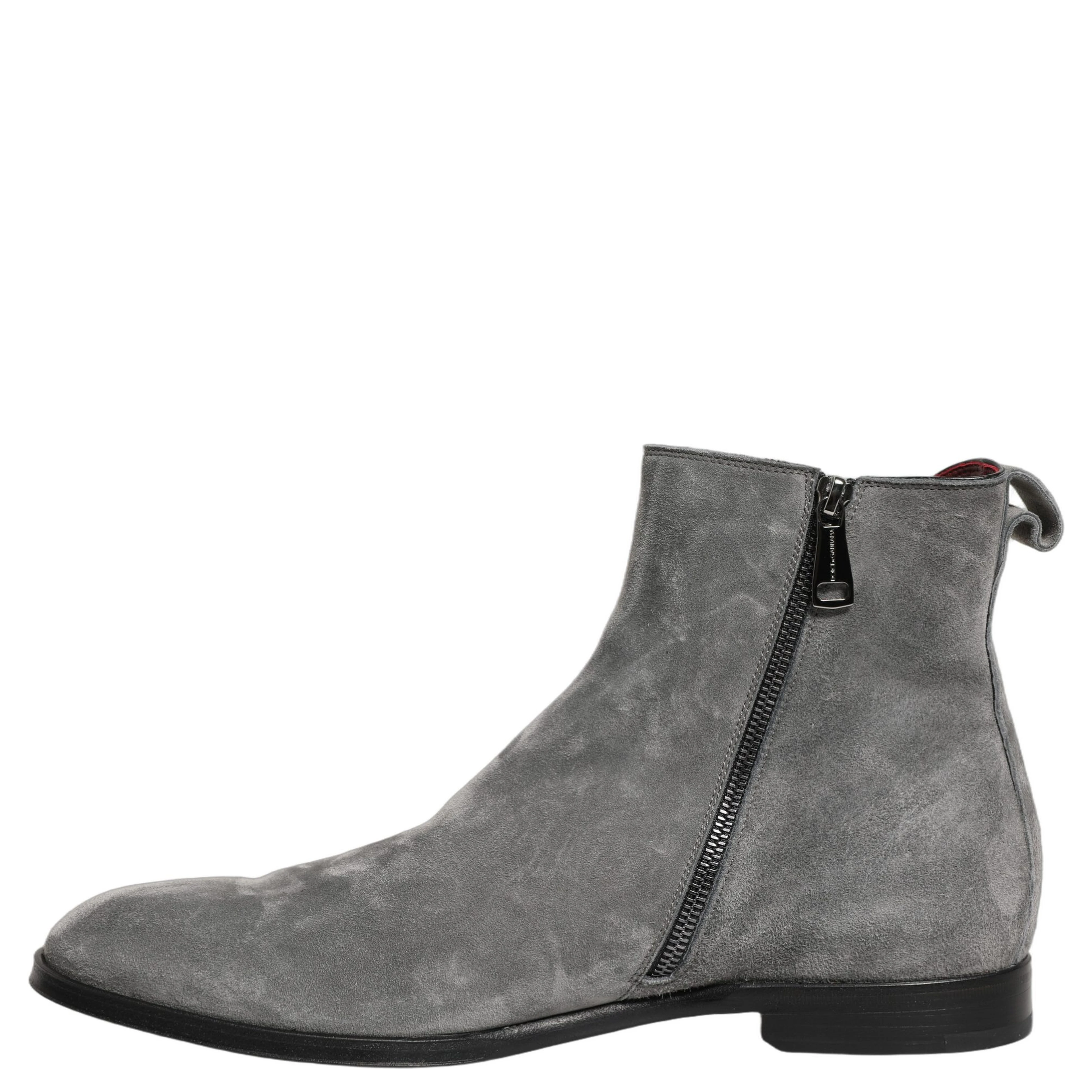 Gray Suede Leather Chelsea Boots Shoes