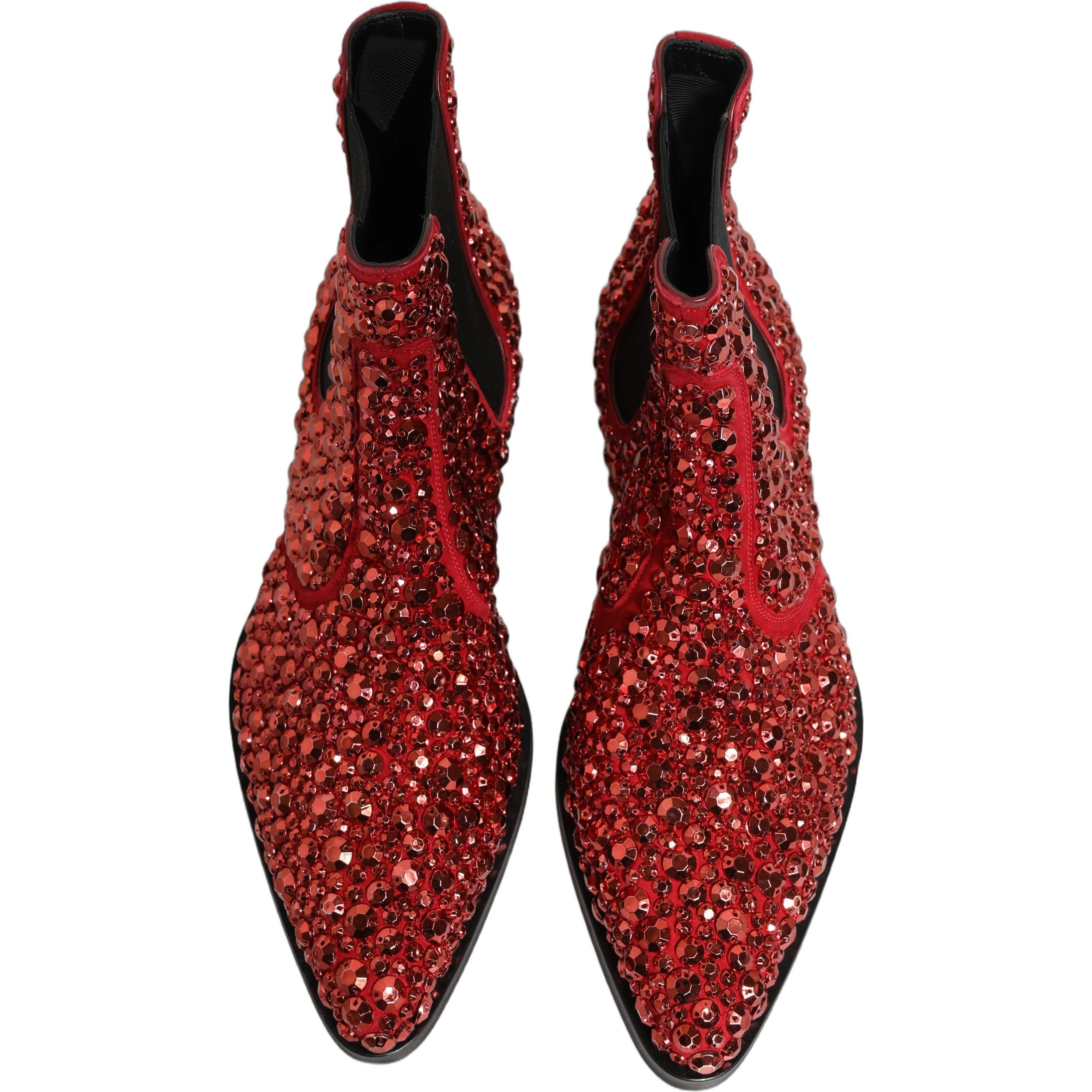 Red Embellished Chelsea Ankle Boots Shoes