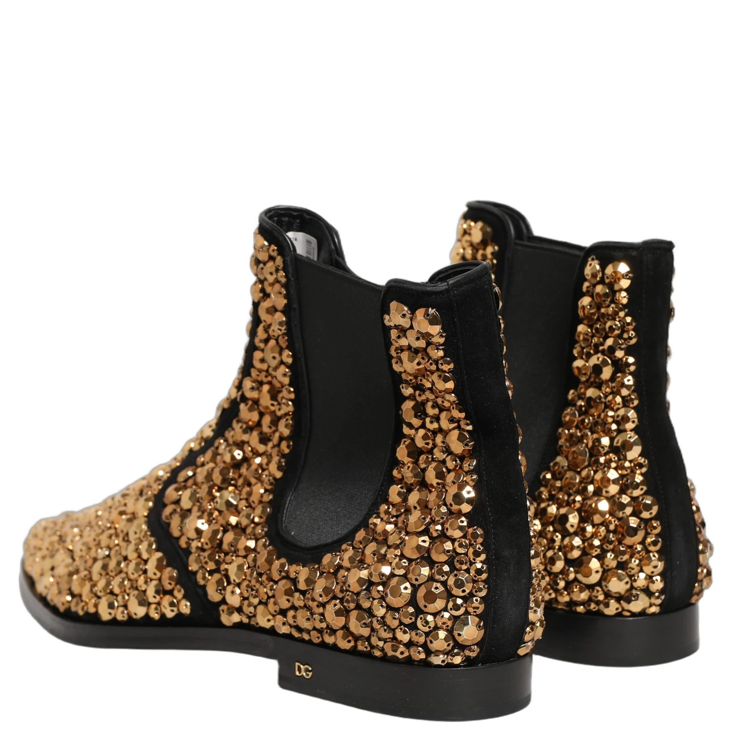 Gold Embellished Chelsea Ankle Boots Shoes