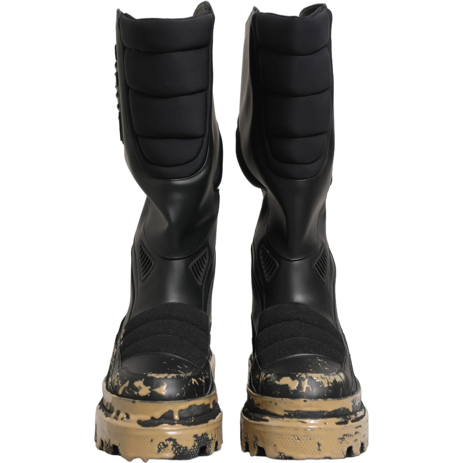 Black Leather Biker Mid Calf Men Boots Shoes