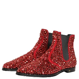 Red Embellished Chelsea Ankle Boots Shoes