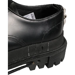 Black Leather Studded Hi-Trekking Derby Shoes