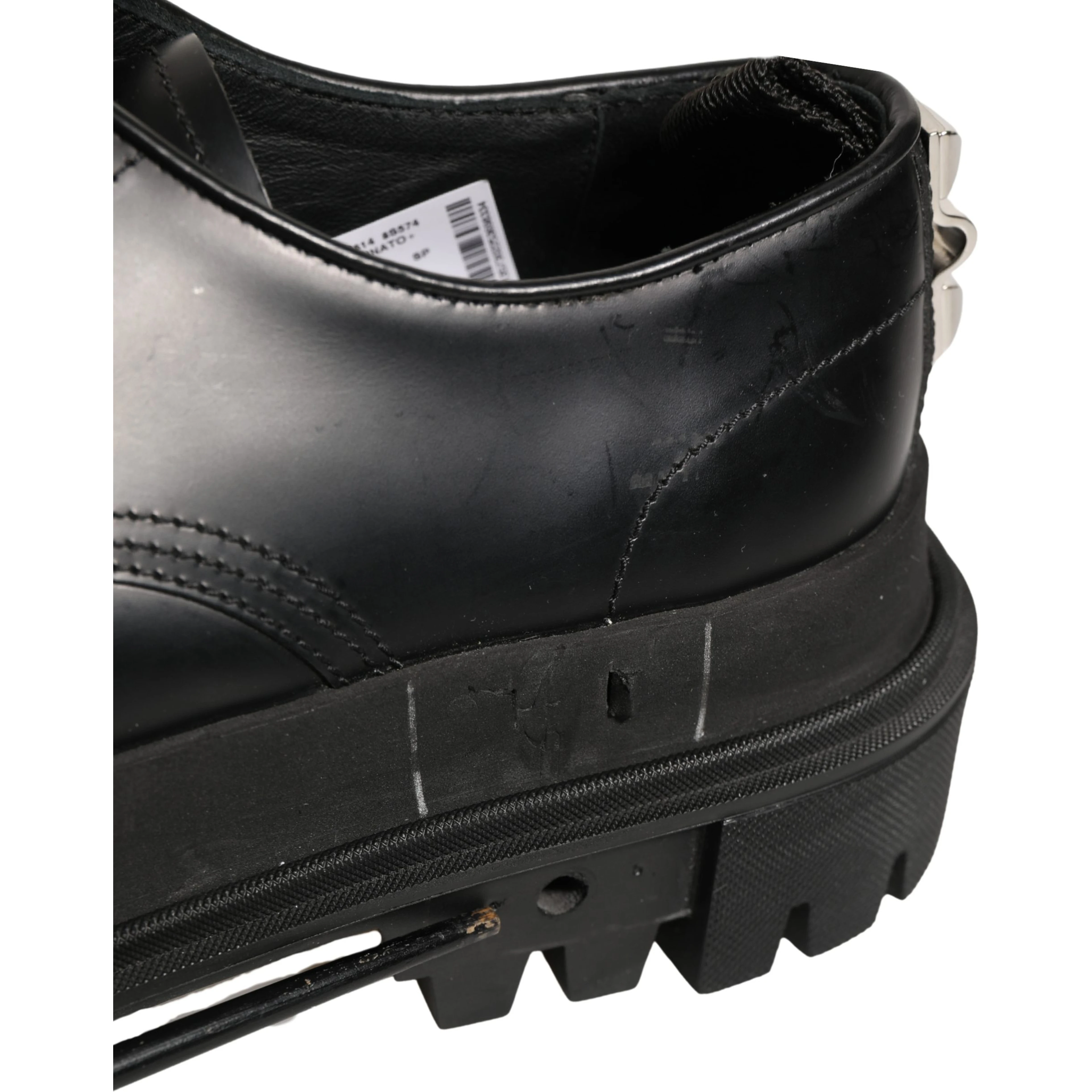 Black Leather Studded Hi-Trekking Derby Shoes