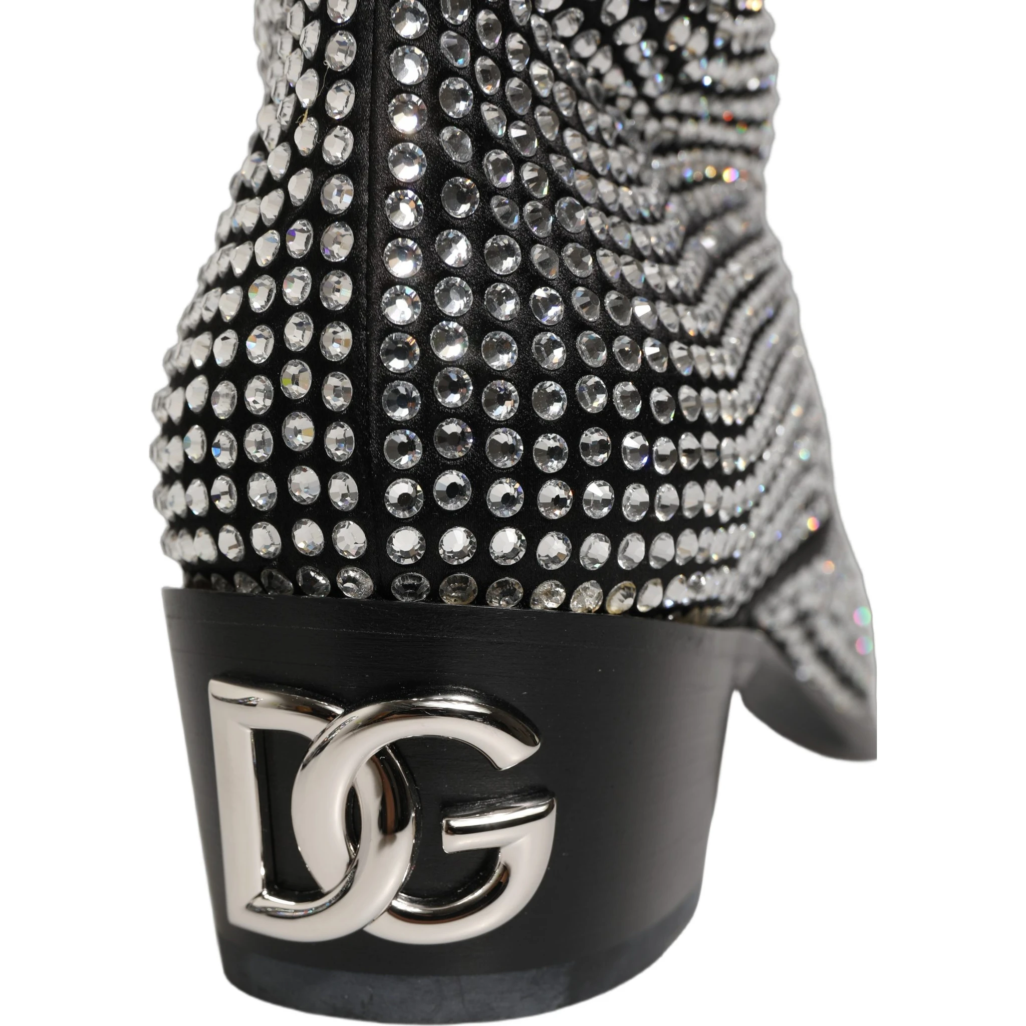 Black Crystal Embellished Ankle Boots Shoes