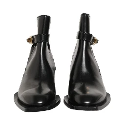 Black Leather DG Plaque Ankle Boots Shoes