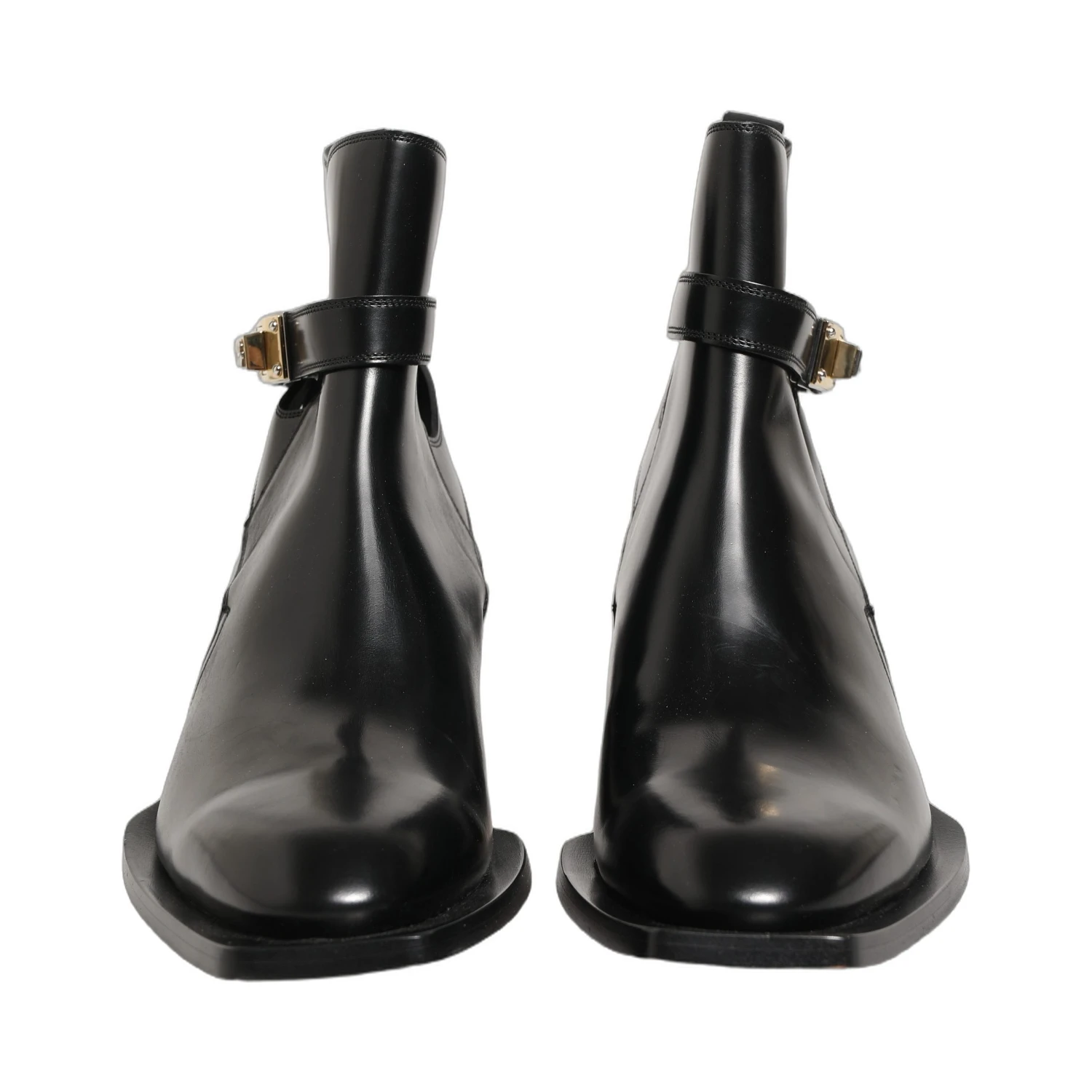 Black Leather DG Plaque Ankle Boots Shoes