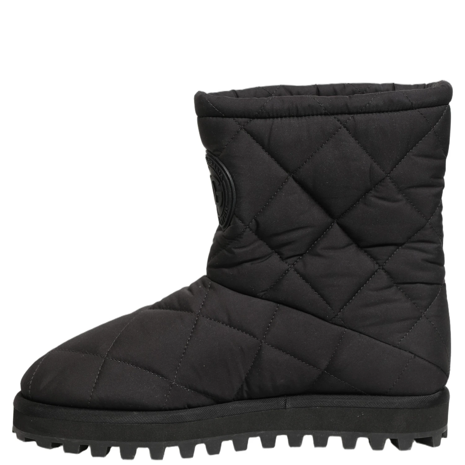 Black Quilted Effect Mid Calf Boots Shoes
