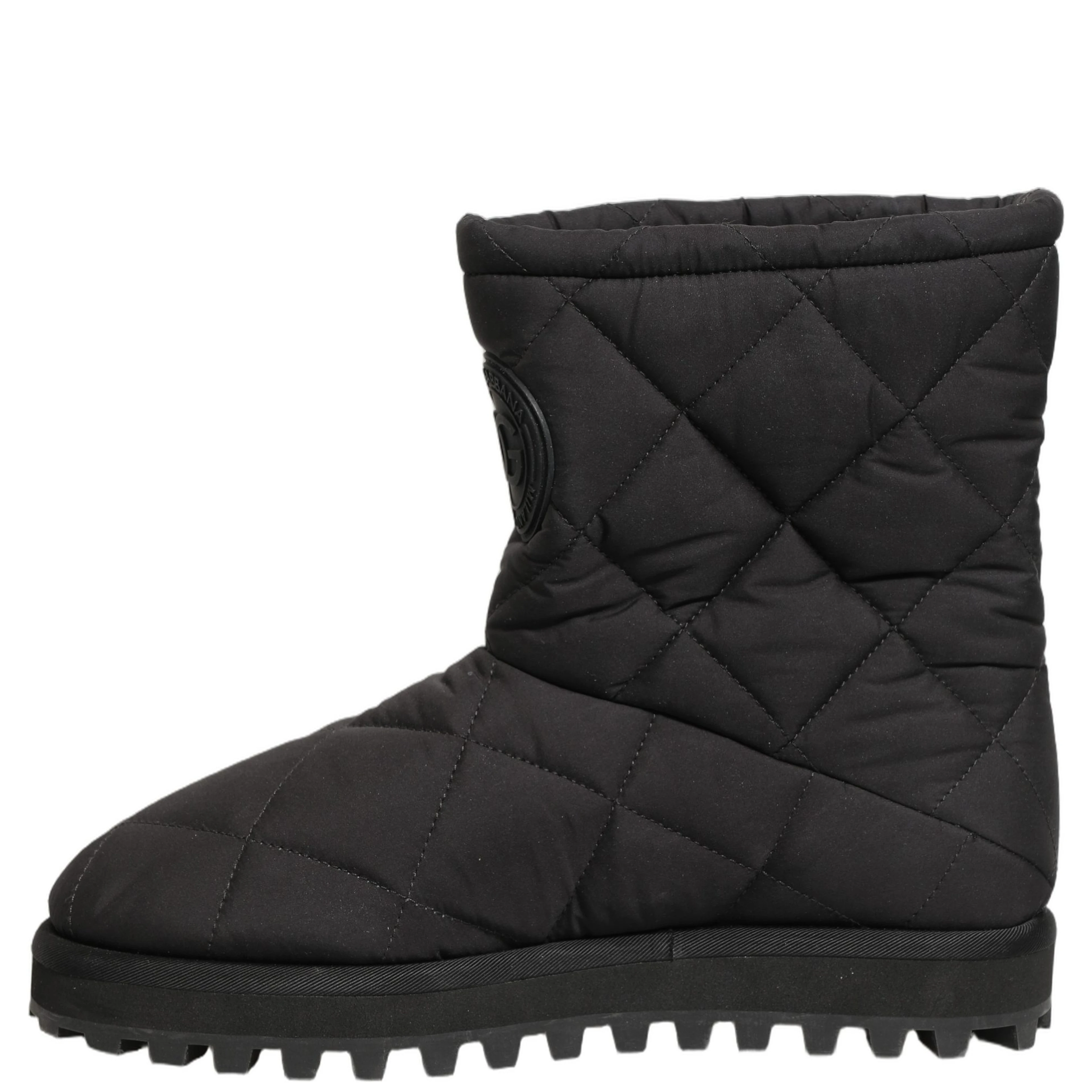 Black Quilted Effect Mid Calf Boots Shoes