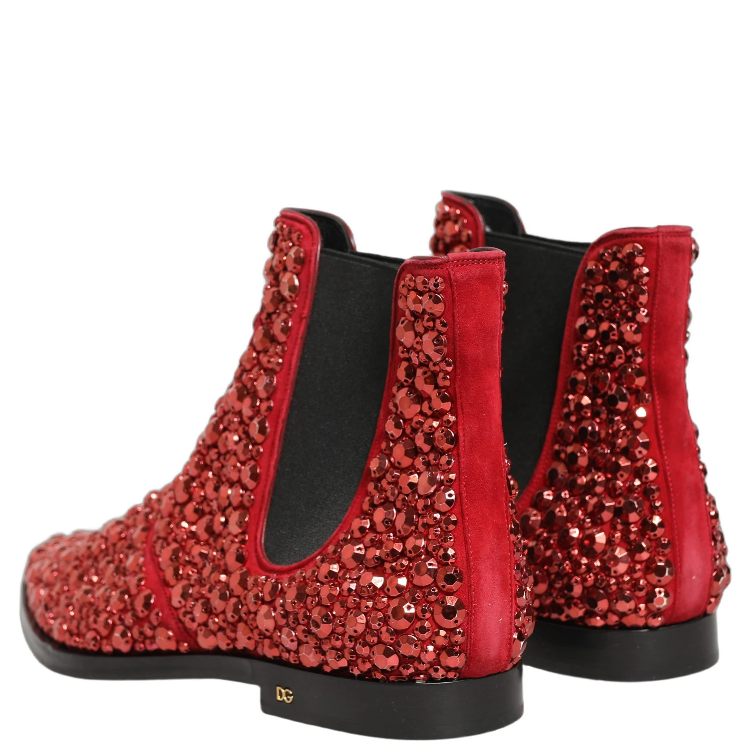 Red Embellished Chelsea Ankle Boots Shoes