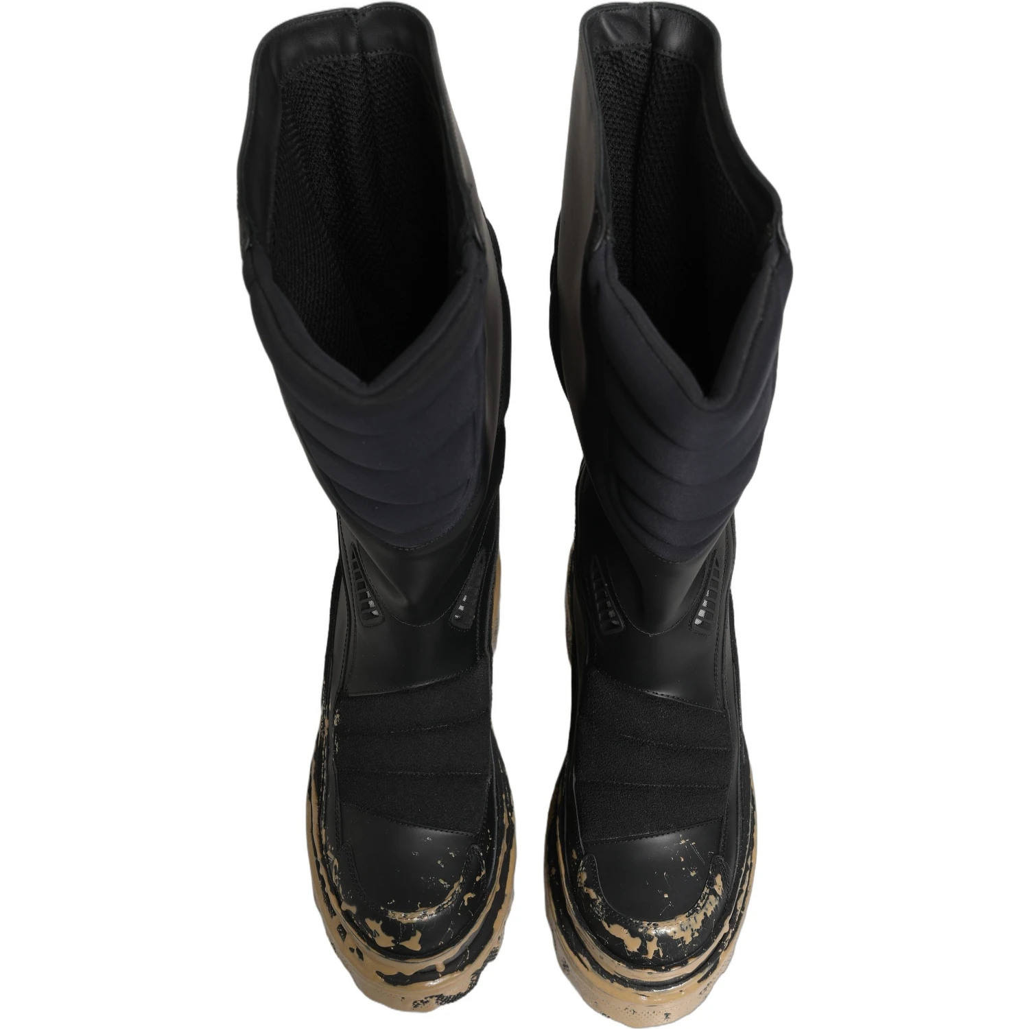 Black Leather Biker Mid Calf Men Boots Shoes