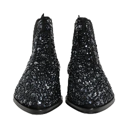 Black Embellished Chelsea Ankle Boots Shoes
