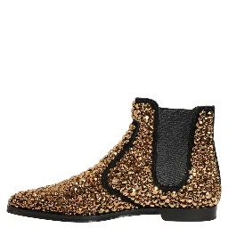 Gold Embellished Chelsea Ankle Boots Shoes