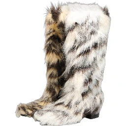 Multicolor Knee High Faux Fur Boots Shoes