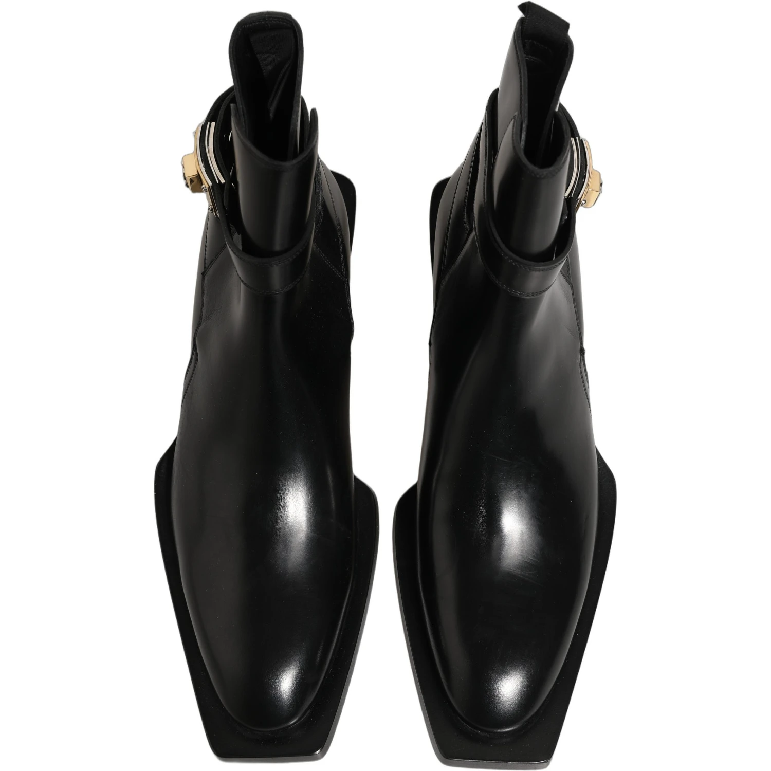 Black Leather DG Plaque Ankle Boots Shoes