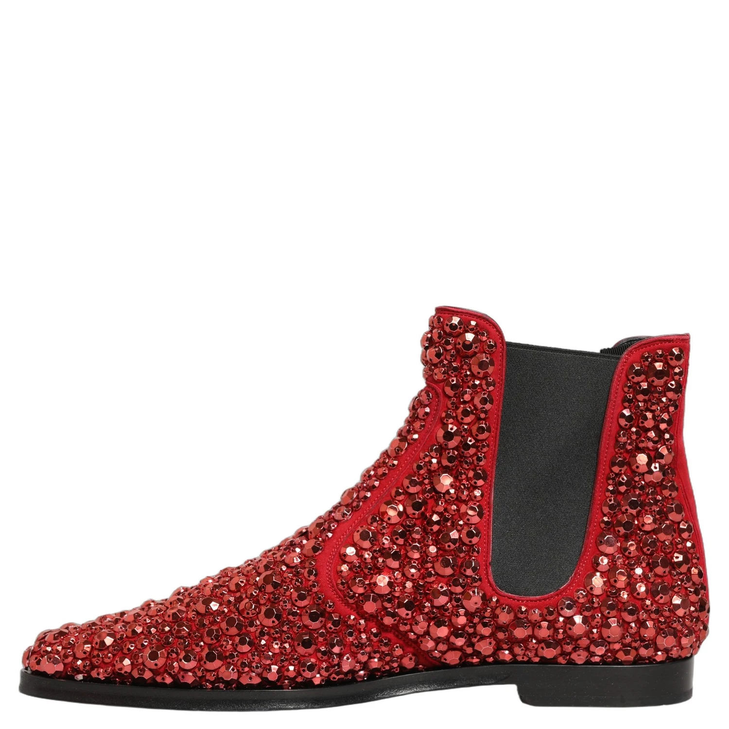 Red Embellished Chelsea Ankle Boots Shoes