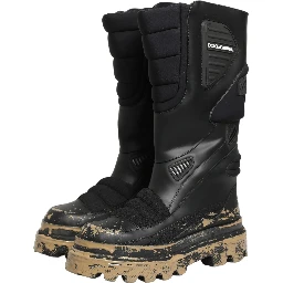 Black Leather Biker Mid Calf Men Boots Shoes