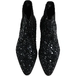 Black Embellished Chelsea Ankle Boots Shoes