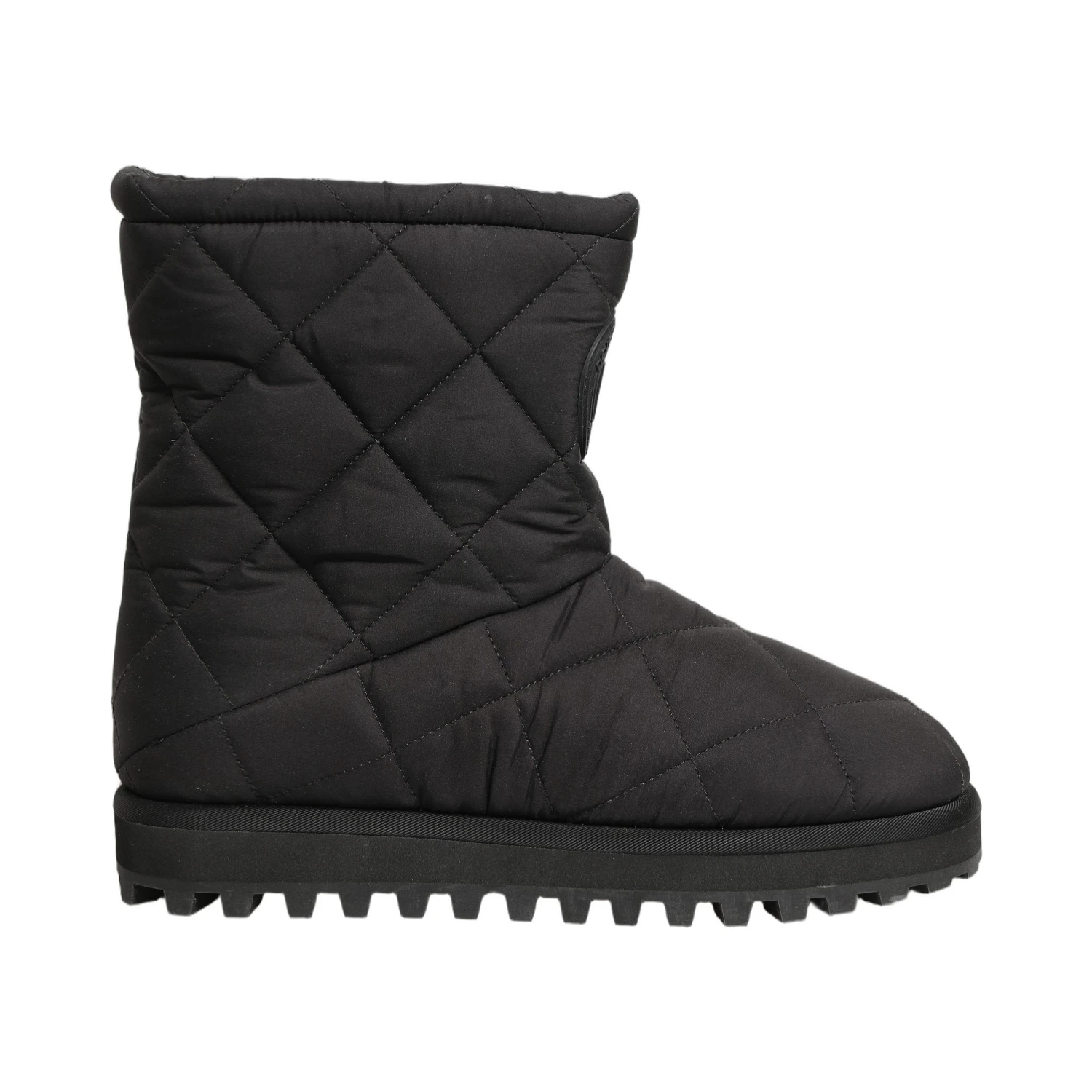 Black Quilted Effect Mid Calf Boots Shoes