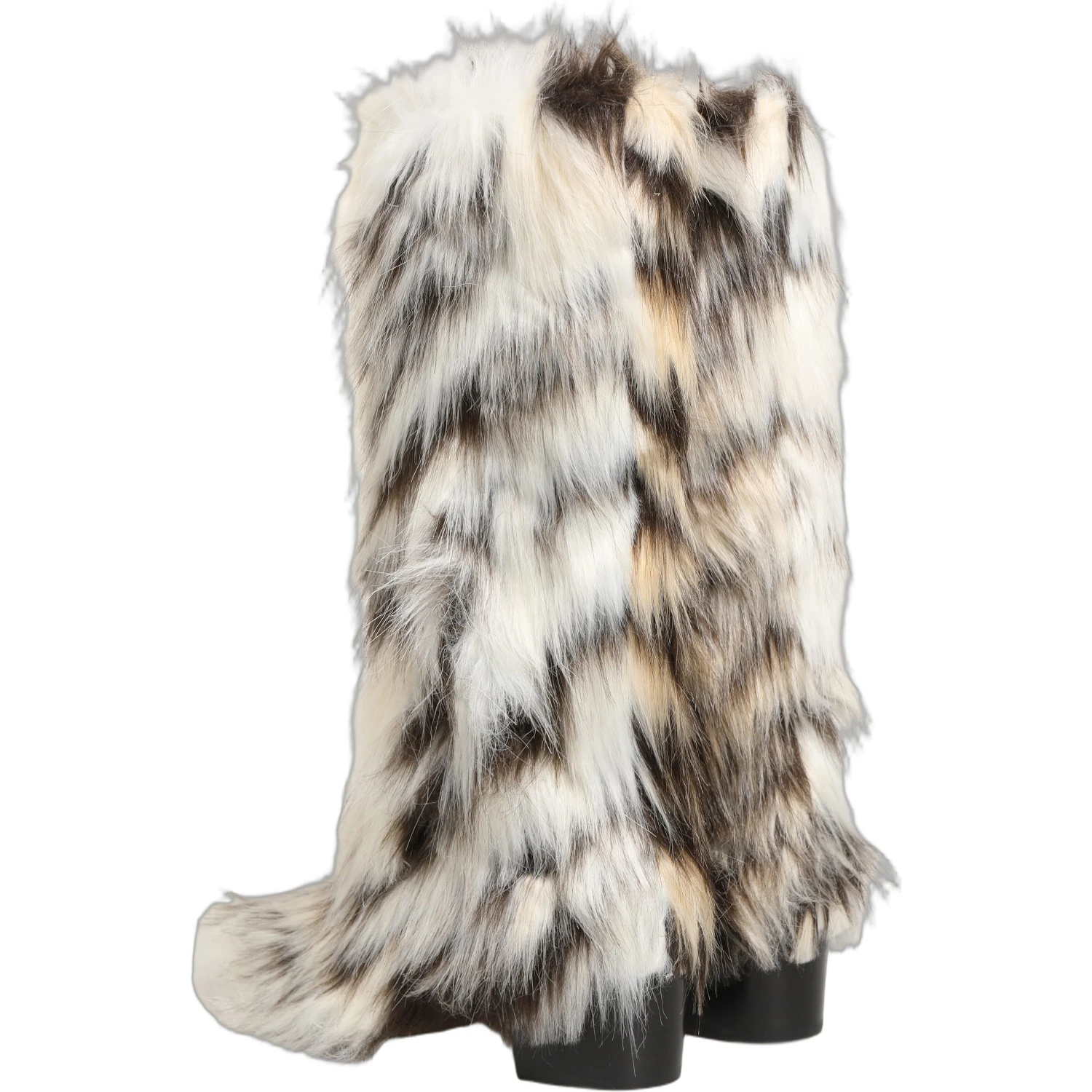 Multicolor Knee High Faux Fur Boots Shoes
