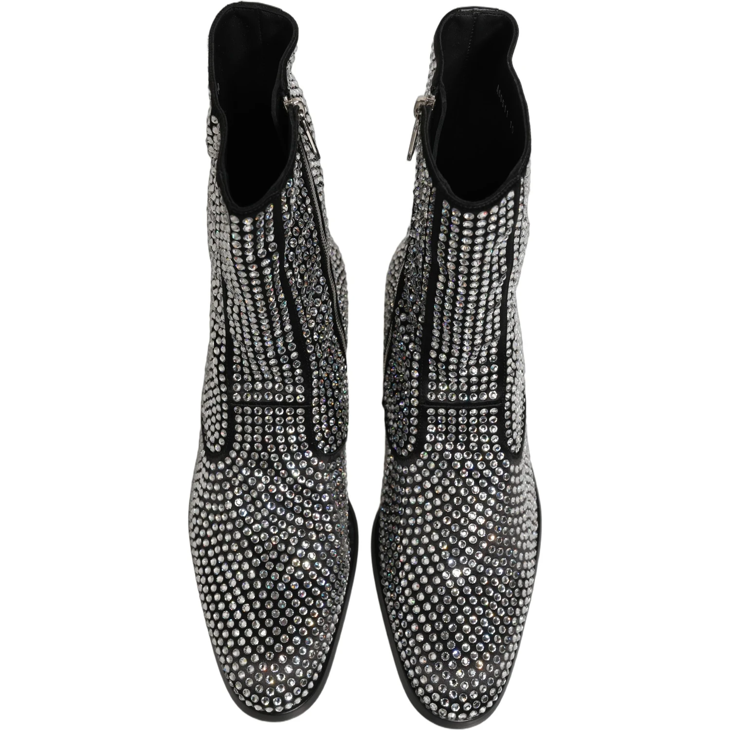 Black Crystal Embellished Ankle Boots Shoes