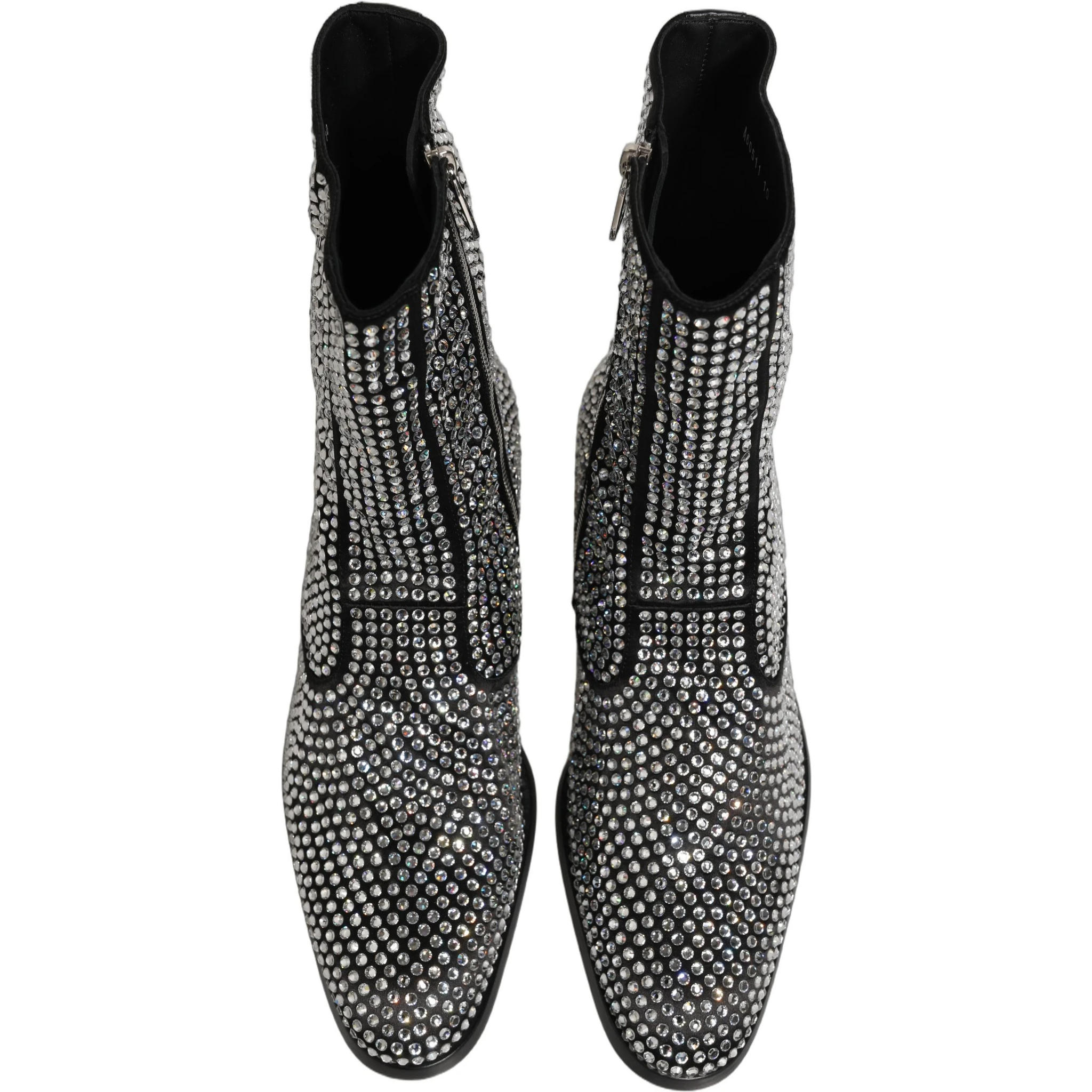Black Crystal Embellished Ankle Boots Shoes
