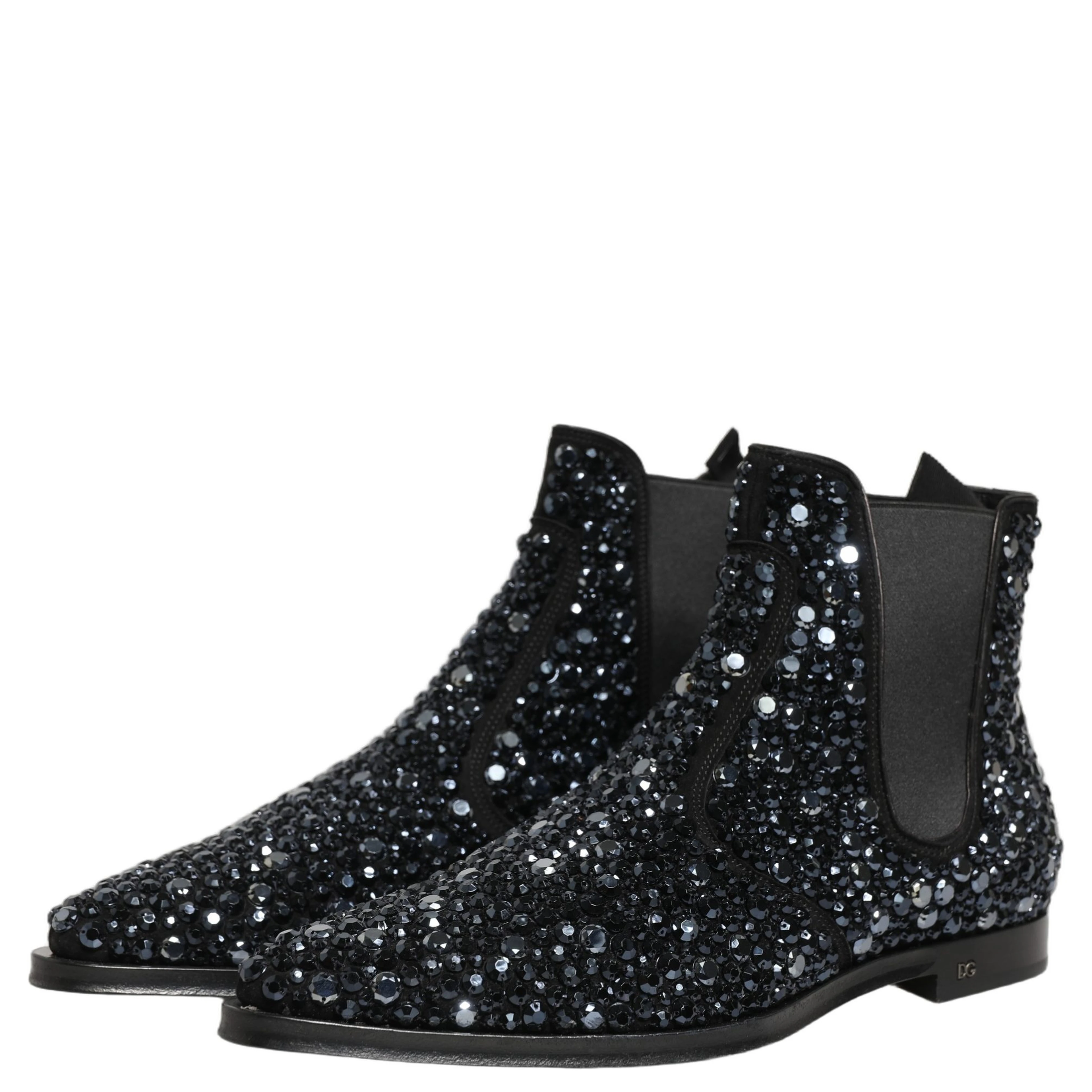 Black Embellished Chelsea Ankle Boots Shoes