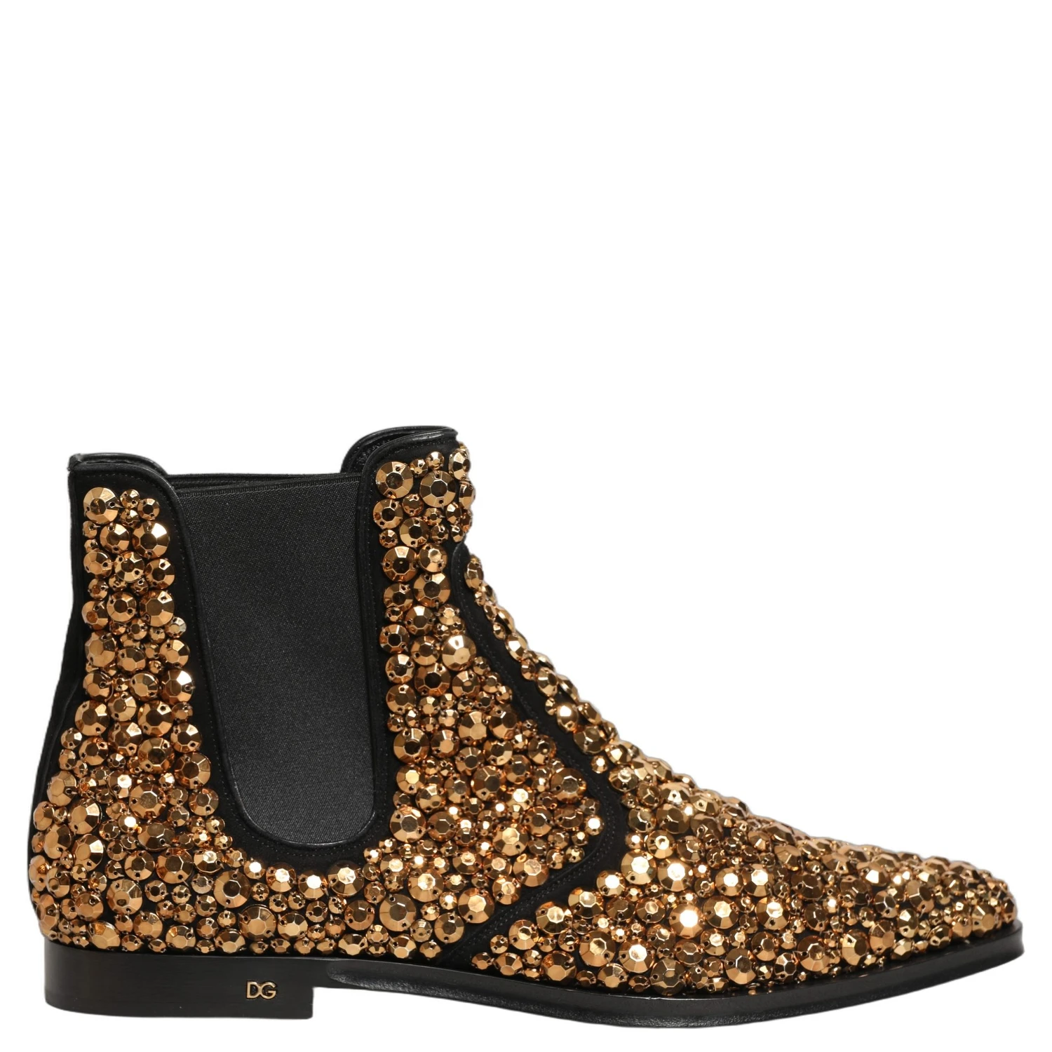 Gold Embellished Chelsea Ankle Boots Shoes