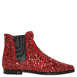 Red Embellished Chelsea Ankle Boots Shoes