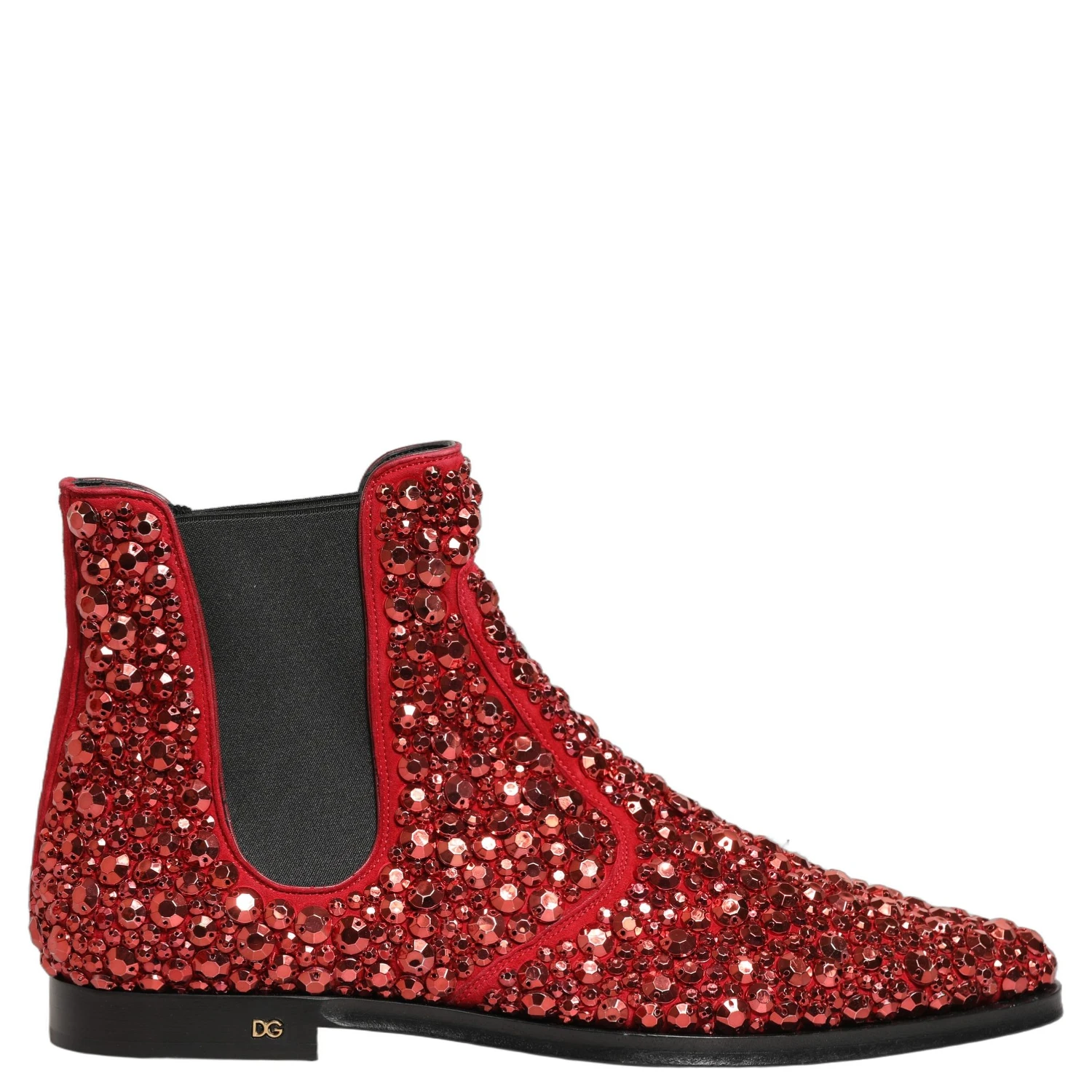 Red Embellished Chelsea Ankle Boots Shoes