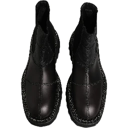 Black Chelsea Boots Leather Slip On Men Shoes