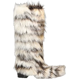 Multicolor Knee High Faux Fur Boots Shoes