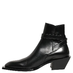 Black Leather DG Plaque Ankle Boots Shoes