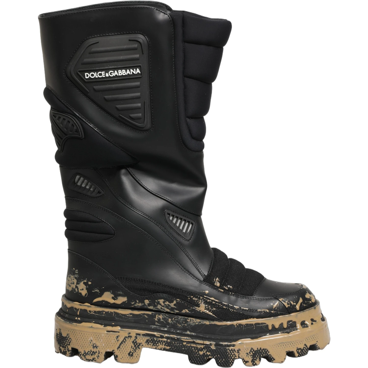 Black Leather Biker Mid Calf Men Boots Shoes
