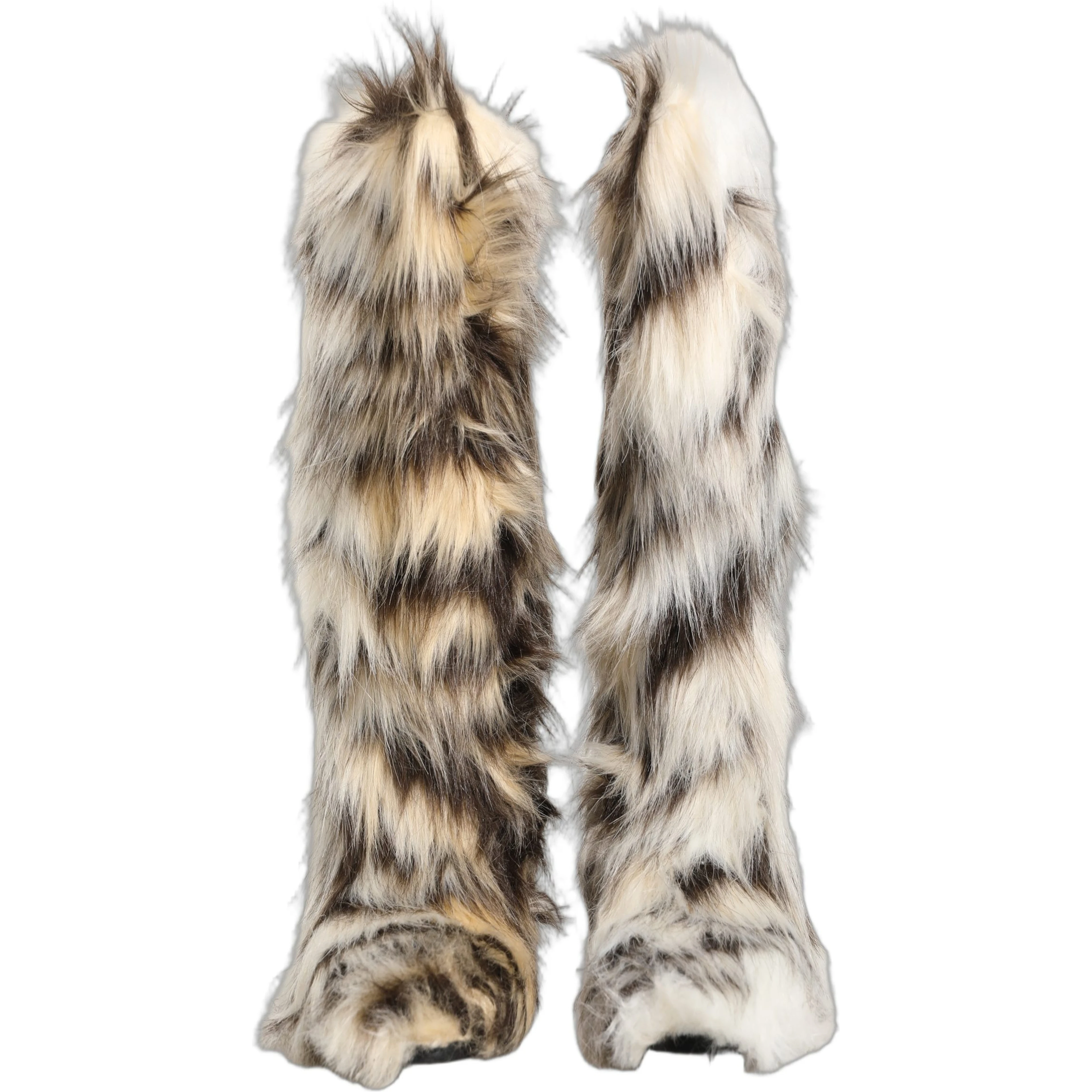 Multicolor Knee High Faux Fur Boots Shoes
