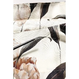 Beige Tulip Print Silk Short Sleeves Shirt