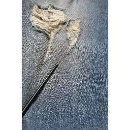 Blue Cotton Distressed Straight Denim Jeans
