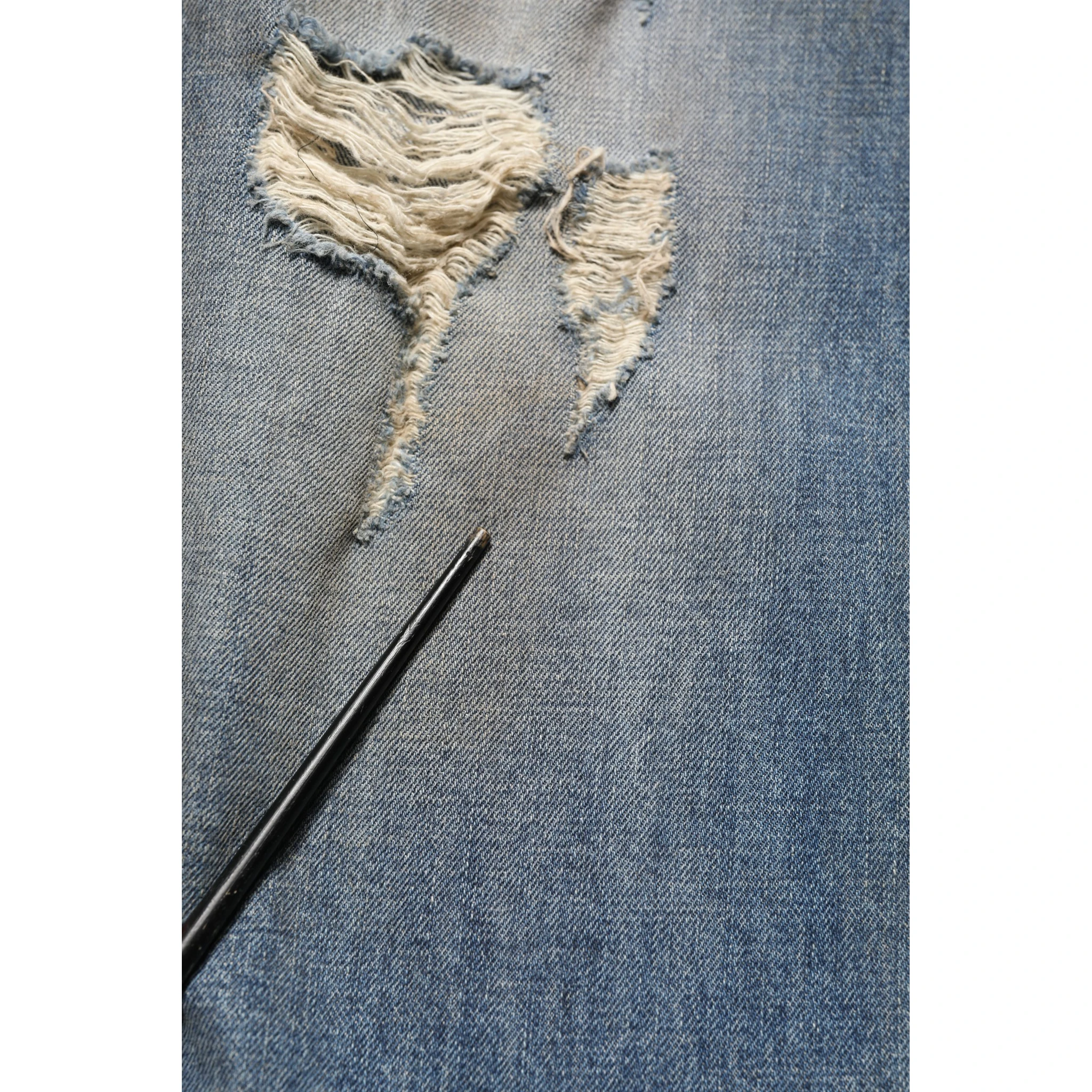 Blue Cotton Distressed Straight Denim Jeans