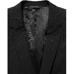 Black Wool Slim Fit Formal 3 Piece Men Suit