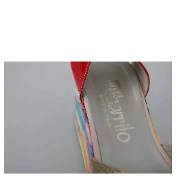 Multicolor Leather Ankle Strap Wedge Heel Sandals Shoes