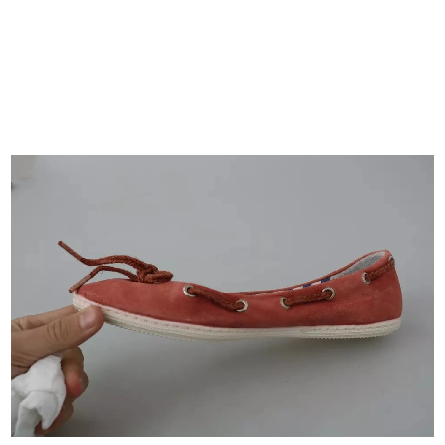 Coral Suede Lace Bow Loafers Ballet Flat Shoes