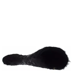 Black Xiangao Lamb Fur Leather Boots Shoes