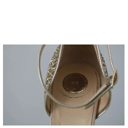 Beige Linen Ankle Strap High Heels Shoes