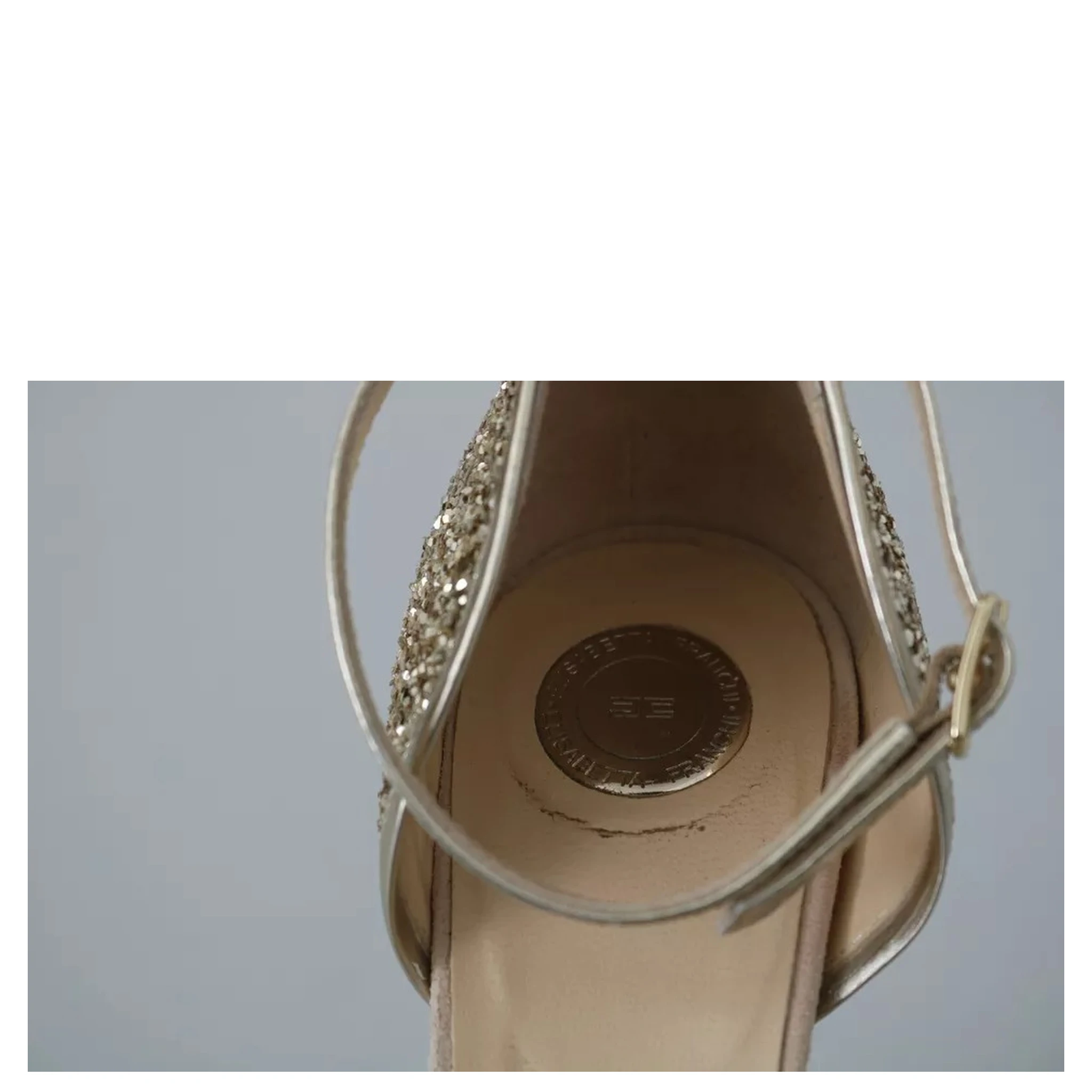 Beige Linen Ankle Strap High Heels Shoes